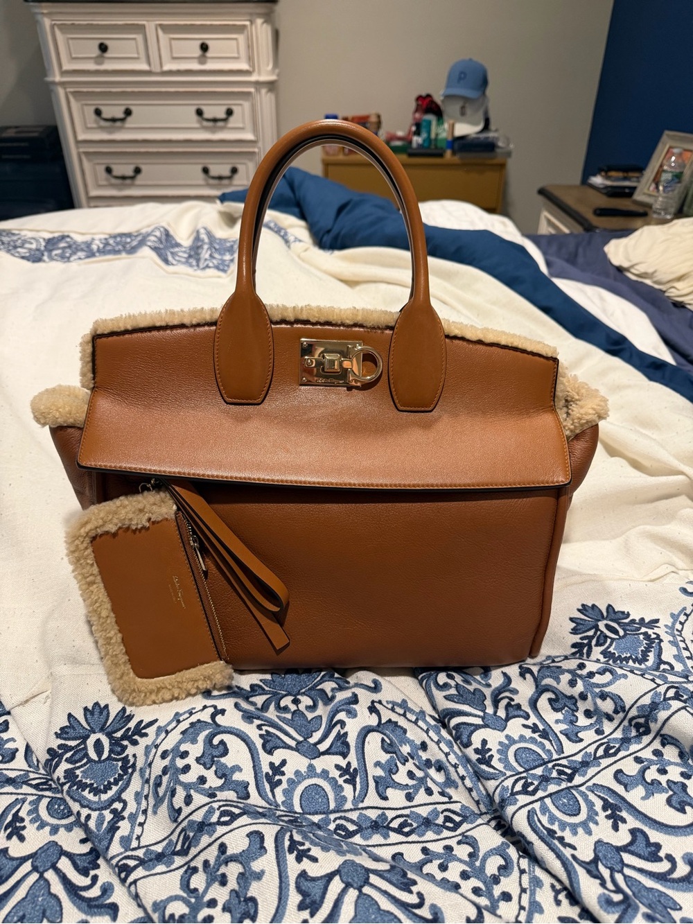 Salvatore Ferragamo Shearling Tote